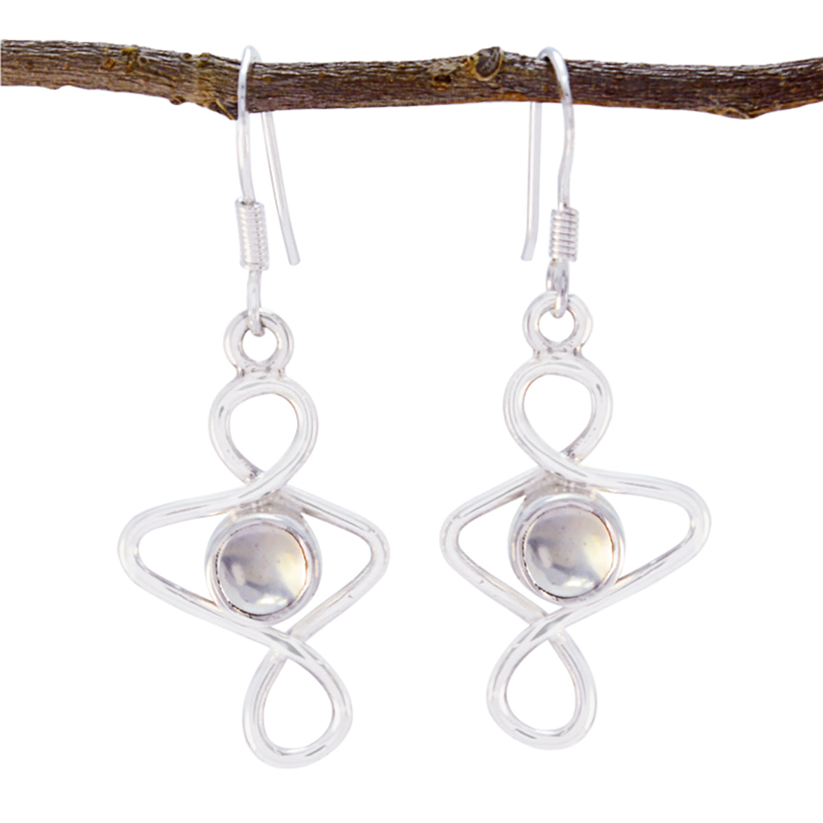 Emma Pink Delicate Solitaire Dangle Earring Rose Quartz Pink Dangle