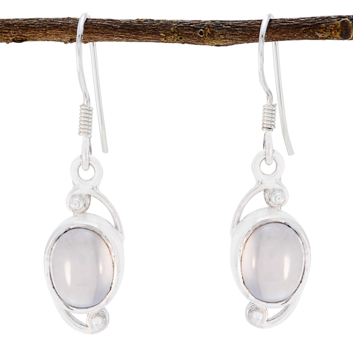 Katarina Pink Delicate Solitaire Dangle Earring Rose Quartz Pink Dangle