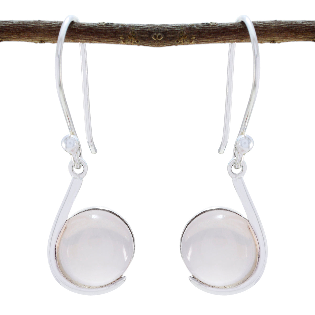 Kennedy Pink Featherlight Solitaire Dangle Earring Rose Quartz Pink Dangle