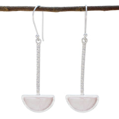 Lea Pink Classic Solitaire Dangle Earring Rose Quartz Pink Dangle