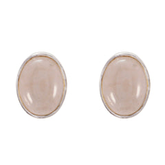 Carolina Pink Elegant Solitaire Stud Earring Rose Quartz Pink Stud