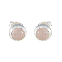 Emily Pink Delicate Solitaire Stud Earring Rose Quartz Pink Stud