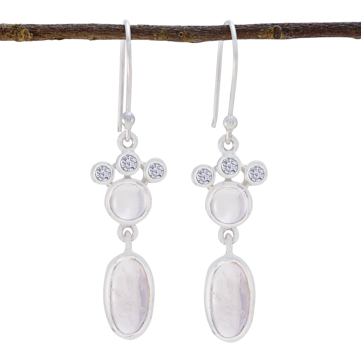 Hye jin Pink Mid weight Toi et Moi Dangle Earring Rose Quartz Pink Dangle
