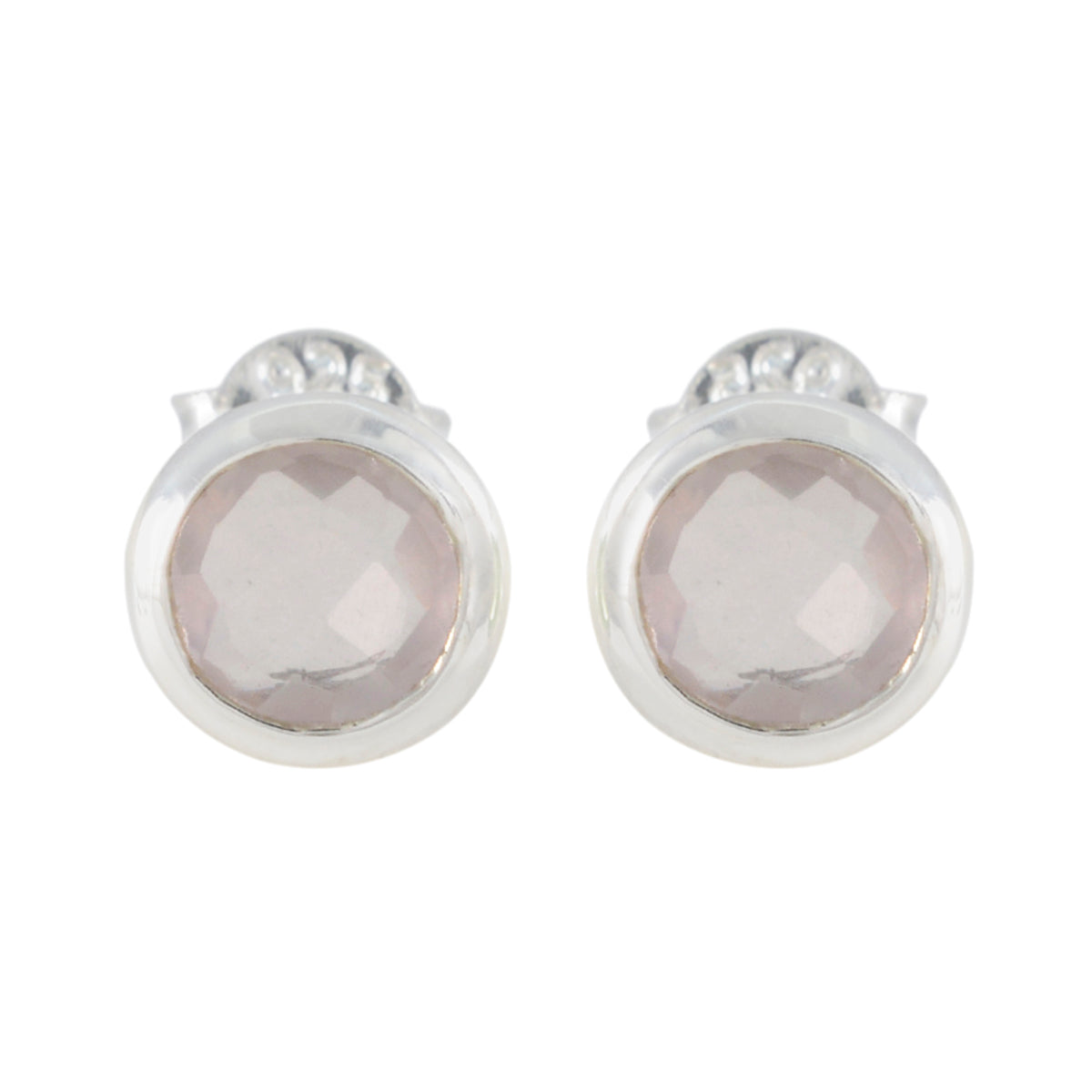 Agustina Pink Dainty Solitaire Stud Earring Rose Quartz Pink Stud