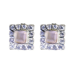 Luna Pink Dainty multiple Stud Earring Rose Quartz Pink Stud