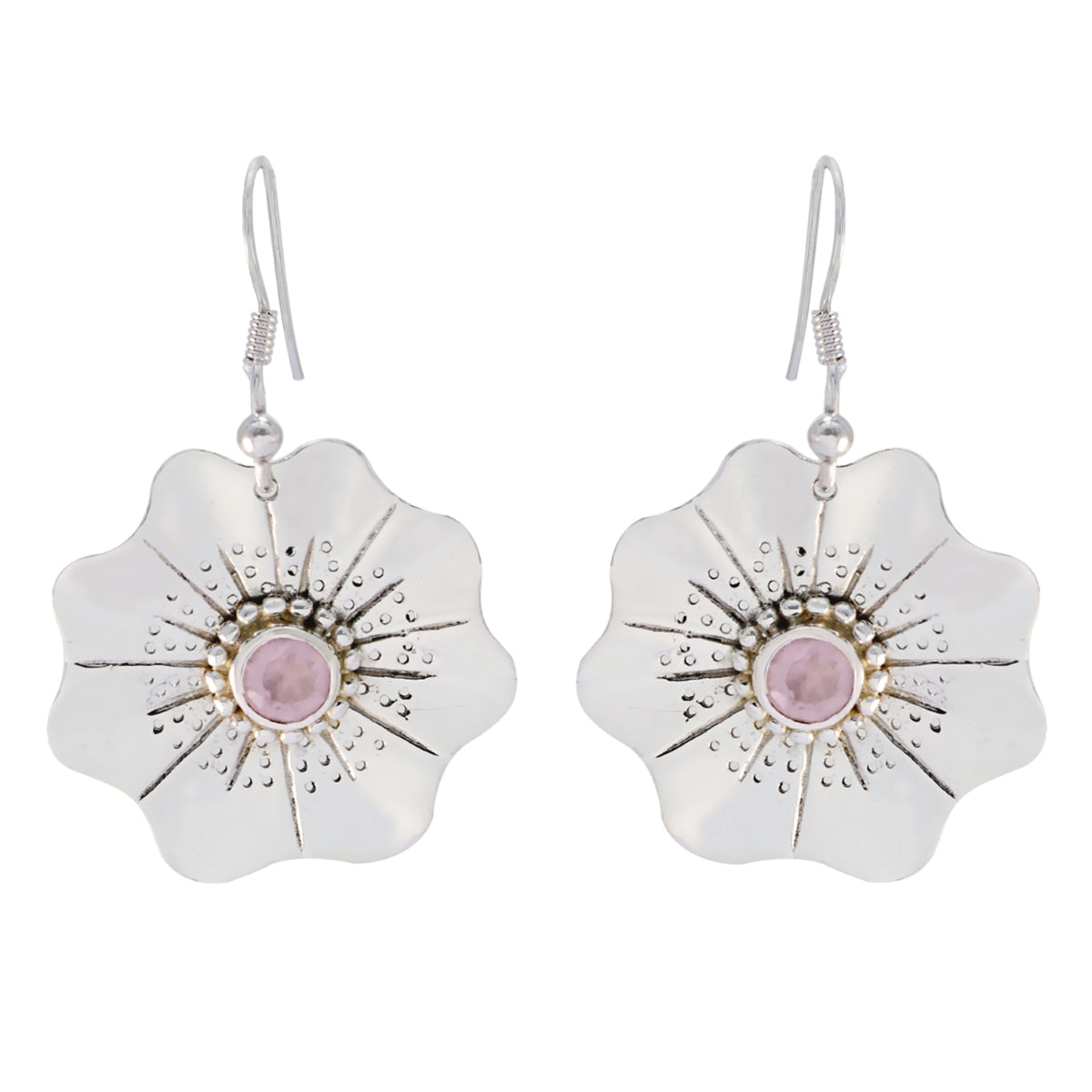 Amelia Pink Essential Solitaire Dangle Earring Rose Quartz Pink Dangle