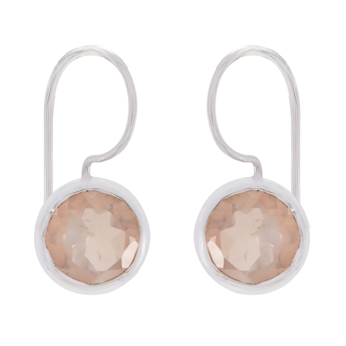 Camilla Pink Delicate Solitaire Dangle Earring Rose Quartz Pink Dangle