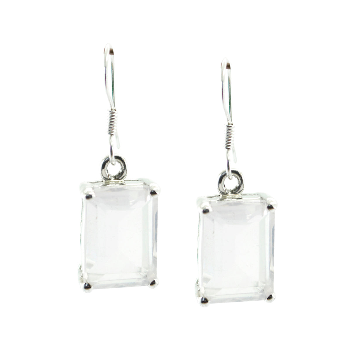 Yasmine Pink Tiny Solitaire Dangle Earring Rose Quartz Pink Dangle