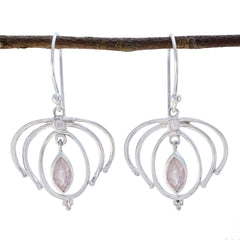 Mia Pink Featherlight Solitaire Dangle Earring Rose Quartz Pink Dangle