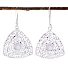 Mila Pink Eye catching Solitaire Dangle Earring Rose Quartz Pink Dangle