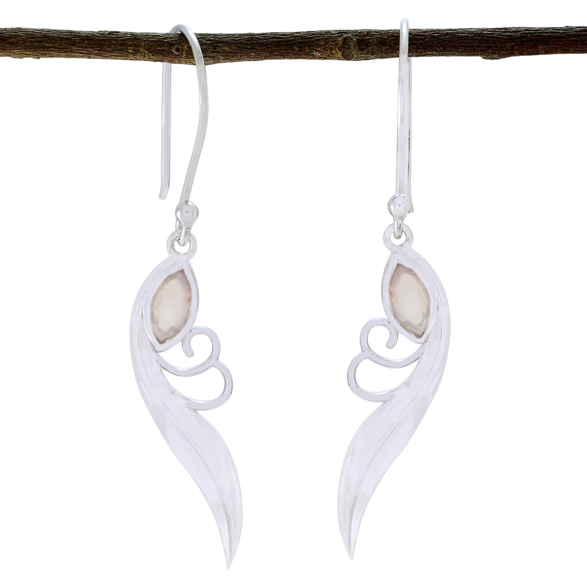 Nella Pink Delicate Solitaire Dangle Earring Rose Quartz Pink Dangle