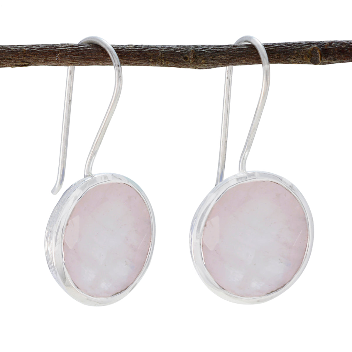 Penelope Pink Eye catching Solitaire Dangle Earring Rose Quartz Pink Dangle