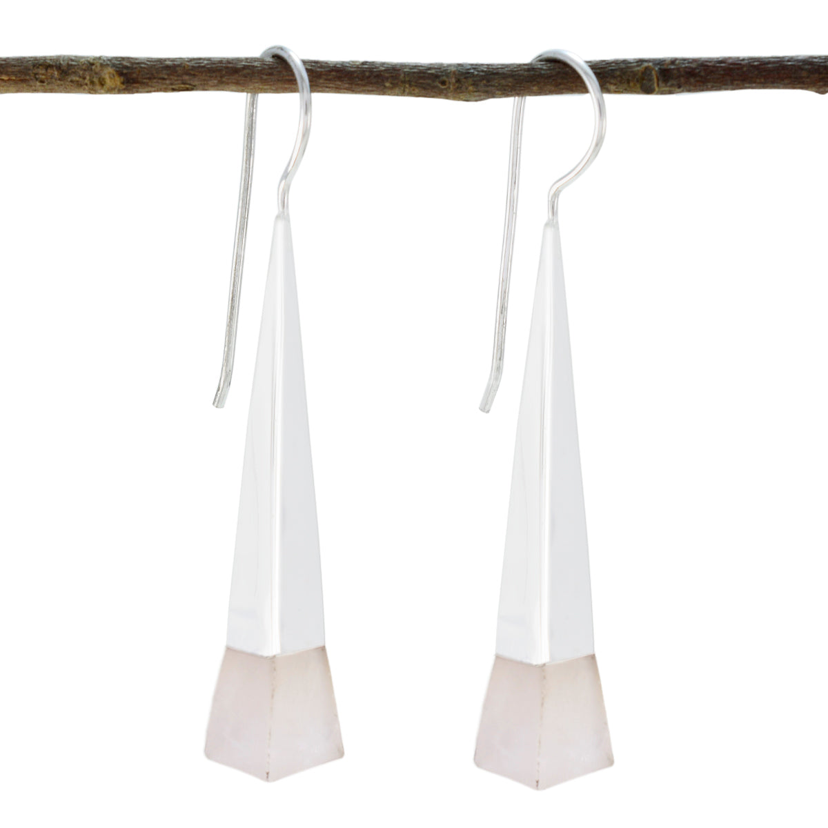 Chen Pink Classic Solitaire Dangle Earring Rose Quartz Pink Dangle