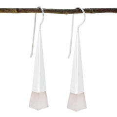 Chen Pink Classic Solitaire Dangle Earring Rose Quartz Pink Dangle