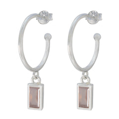 Victoria Pink Slim Solitaire Dangle Earring Rose Quartz Pink Dangle