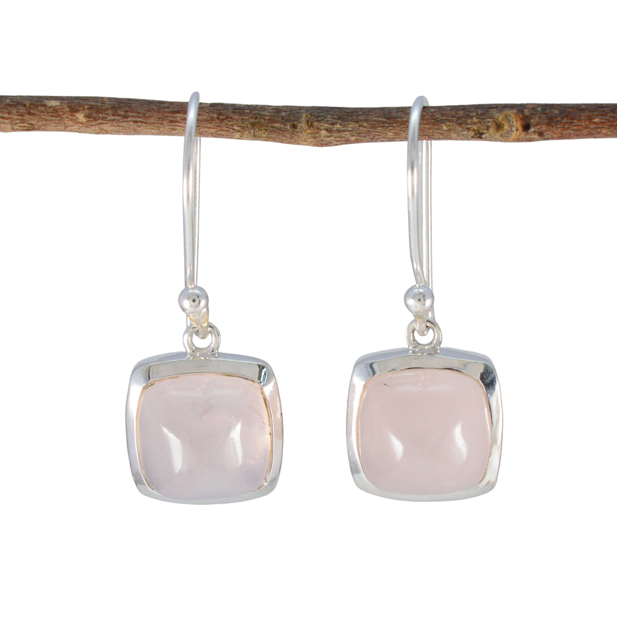 Li Lee Pink Slim Solitaire Dangle Earring Rose Quartz Pink Dangle