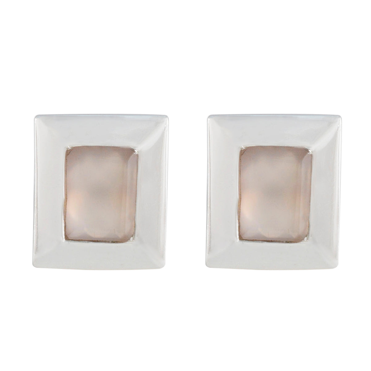 Lorena Pink Mid weight Solitaire Stud Earring Rose Quartz Pink Stud