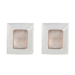 Lorena Pink Mid weight Solitaire Stud Earring Rose Quartz Pink Stud