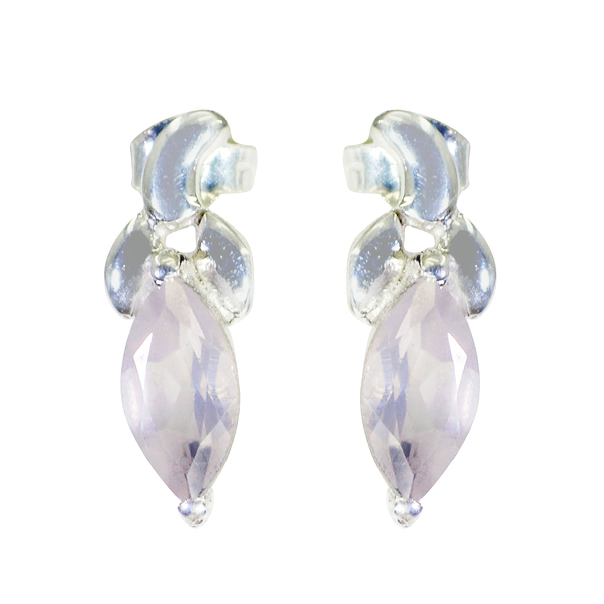 Skylar Pink Elegant Solitaire Stud Earring Rose Quartz Pink Stud