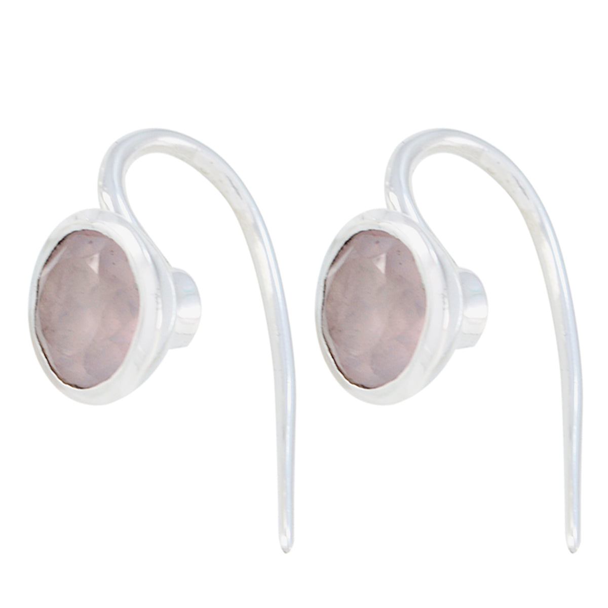 Sofia Pink Dainty Solitaire Dangle Earring Rose Quartz Pink Dangle