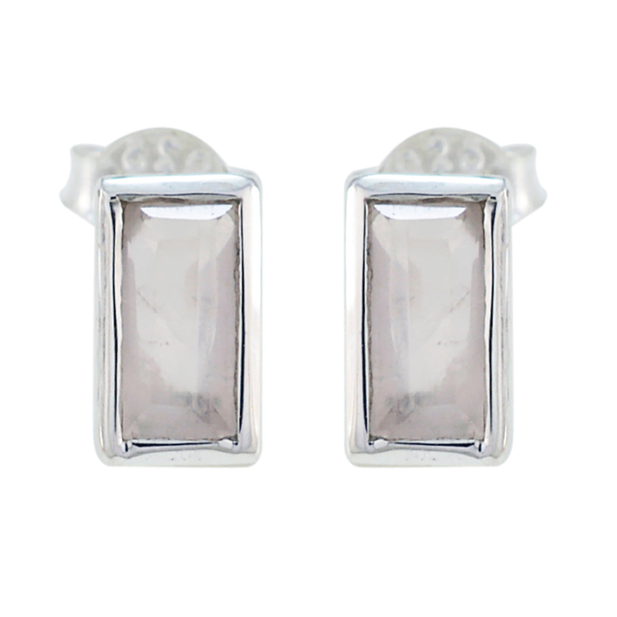 Hazel Pink Delicate Solitaire Stud Earring Rose Quartz Pink Stud