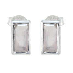 Hazel Pink Delicate Solitaire Stud Earring Rose Quartz Pink Stud