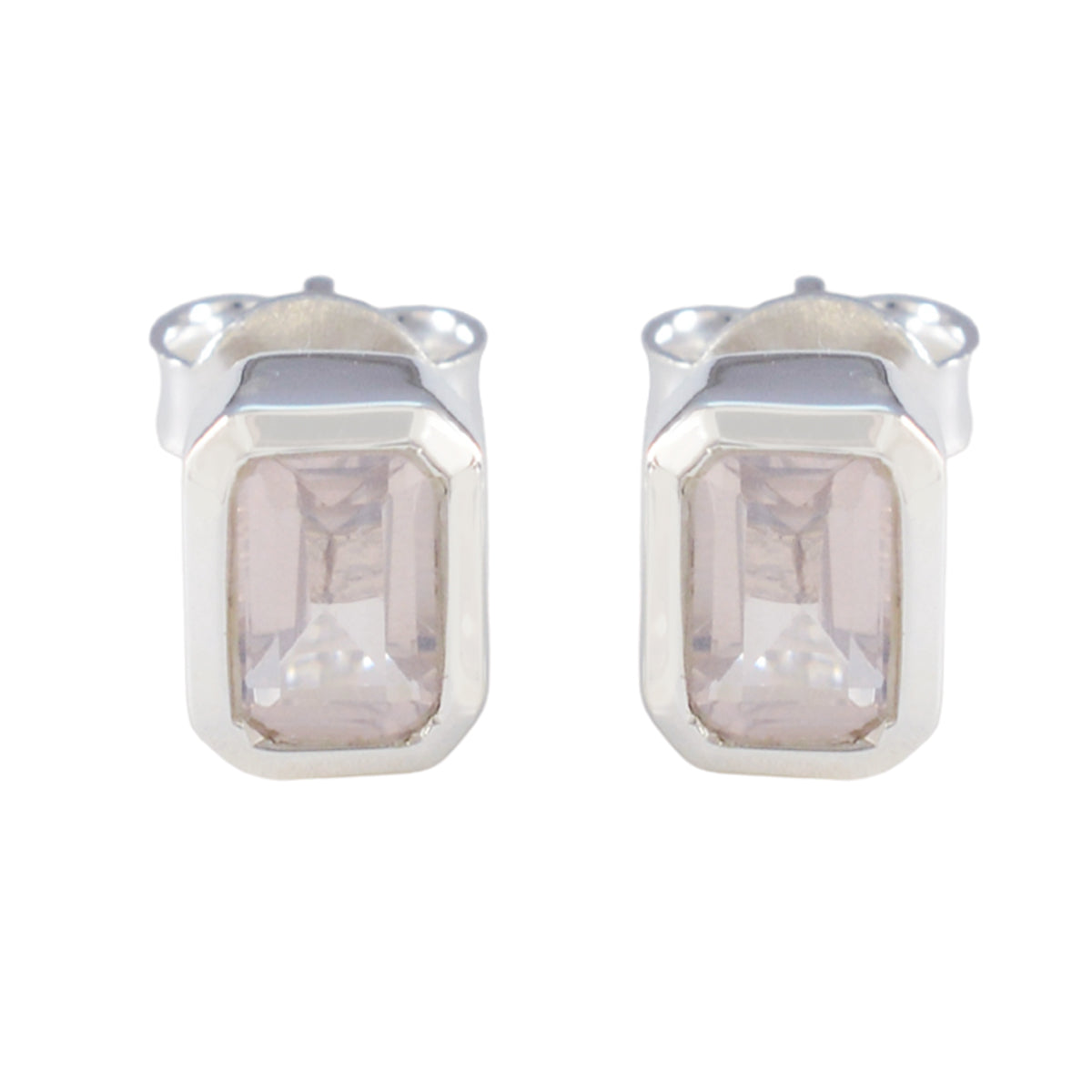 Micaela Pink Elegant Solitaire Stud Earring Rose Quartz Pink Stud