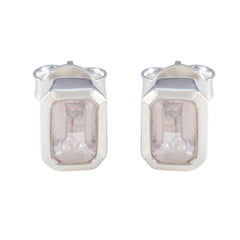 Micaela Pink Elegant Solitaire Stud Earring Rose Quartz Pink Stud