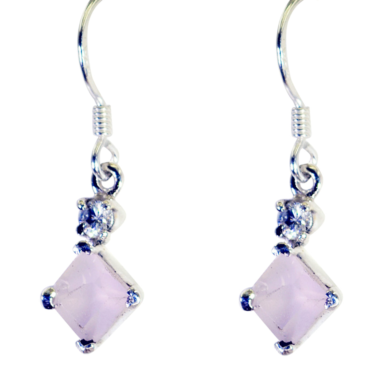 Yan Pink Delicate multiple Dangle Earring Rose Quartz Pink Dangle