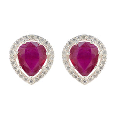 Noelia Red Whisper thin multiple Stud Earring Ruby Red Stud