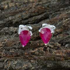 Sakura Red Delicate Solitaire Stud Earring