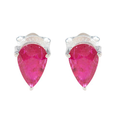Sakura Red Delicate Solitaire Stud Earring Ruby Red Stud