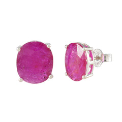 Rosa Red Dainty Solitaire Stud Earring Ruby Red Stud