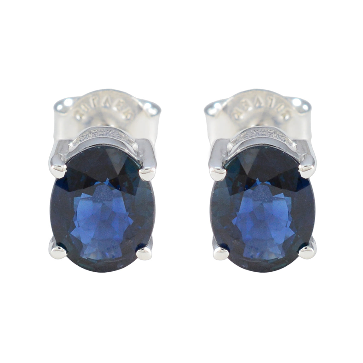 Yan Blue Delicate Solitaire Stud Earring Blue Sapphire Blue Stud