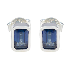 Natalia Blue Elegant Solitaire Stud Earring Blue Sapphire Blue Stud