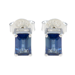Paula Blue Elegant Solitaire Stud Earring Blue Sapphire Blue Stud
