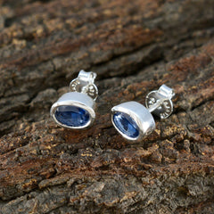 Rebeca Blue Delicate Solitaire Stud Earring