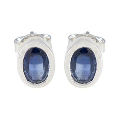 Rebeca Blue Delicate Solitaire Stud Earring Blue Sapphire Blue Stud