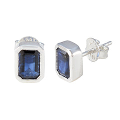 Milagros Blue Elegant Solitaire Stud Earring