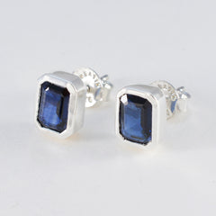 Milagros Blue Elegant Solitaire Stud Earring