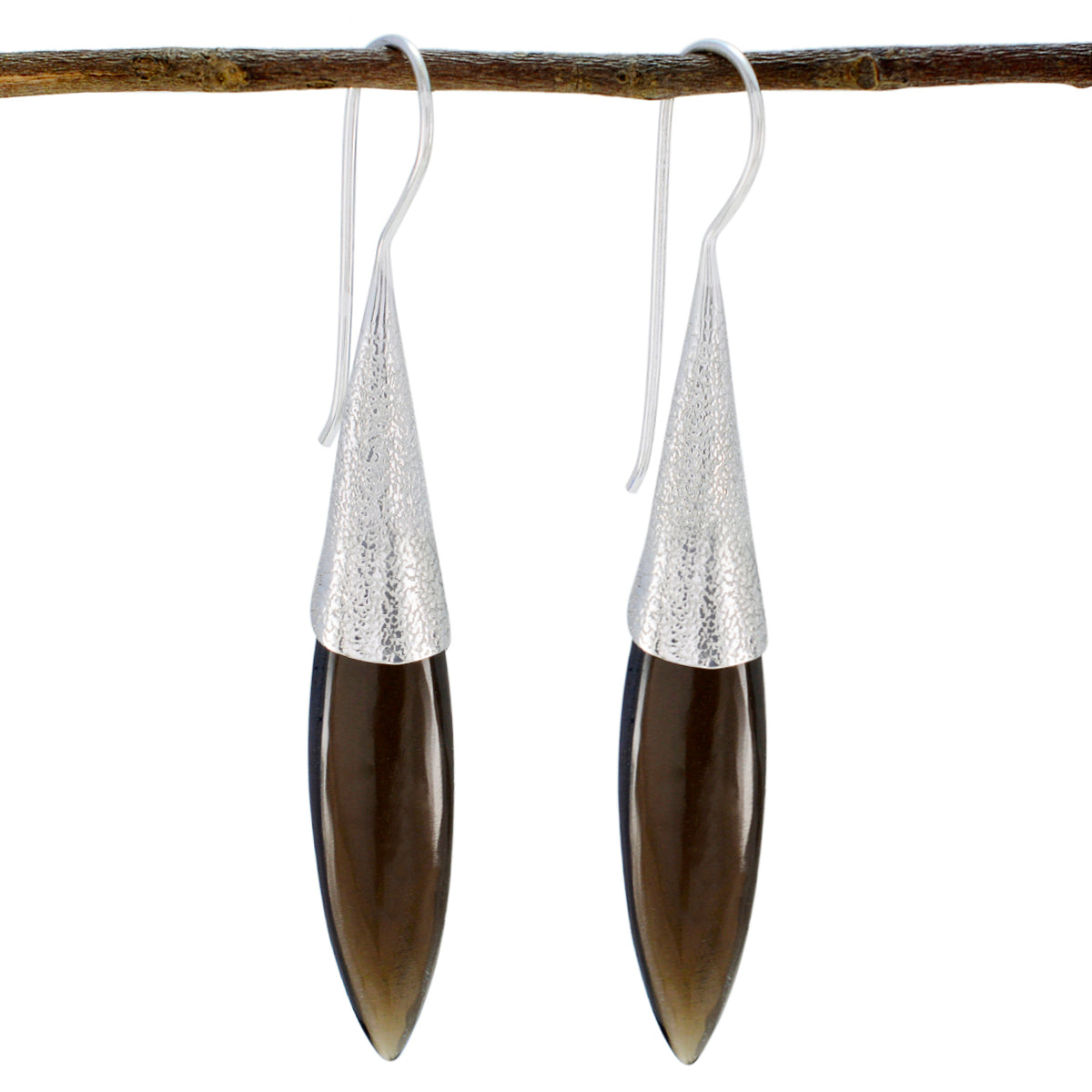Li Lee Brown Edgy Solitaire Dangle Earring Smoky Quartz Brown Dangle