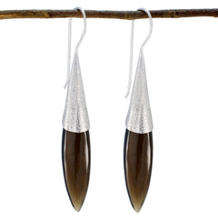 Li Lee Brown Edgy Solitaire Dangle Earring Smoky Quartz Brown Dangle