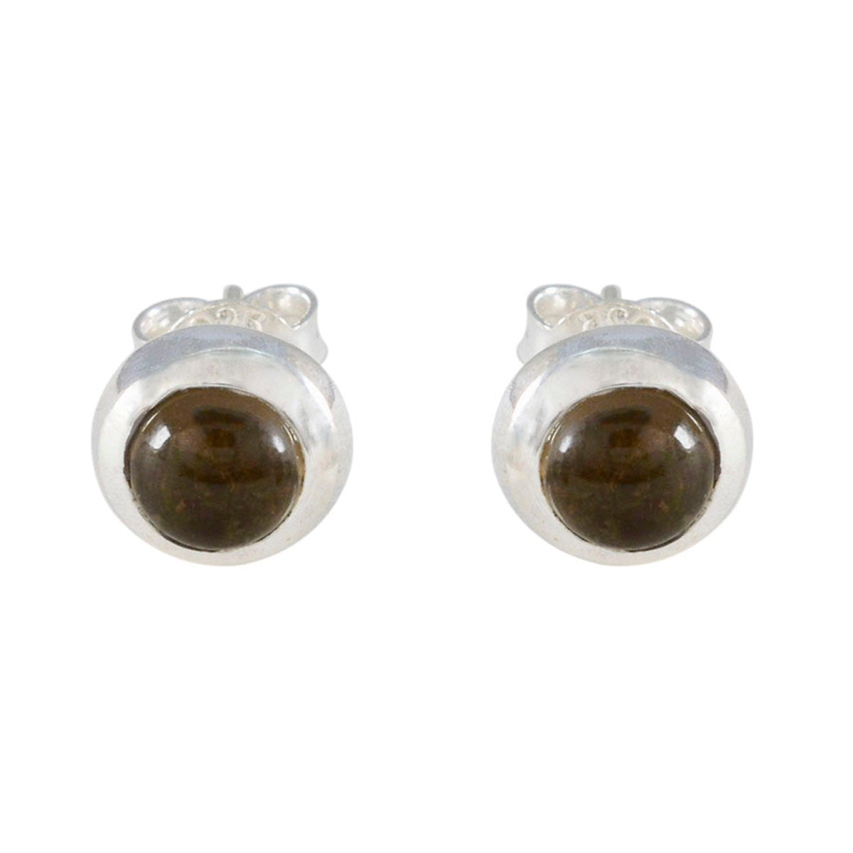 Emma Brown Delicate Solitaire Stud Earring Smoky Quartz Brown Stud
