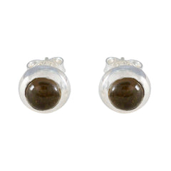 Emma Brown Delicate Solitaire Stud Earring Smoky Quartz Brown Stud