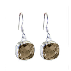 Maya Brown Dainty Solitaire Dangle Earring Smoky Quartz Brown Dangle