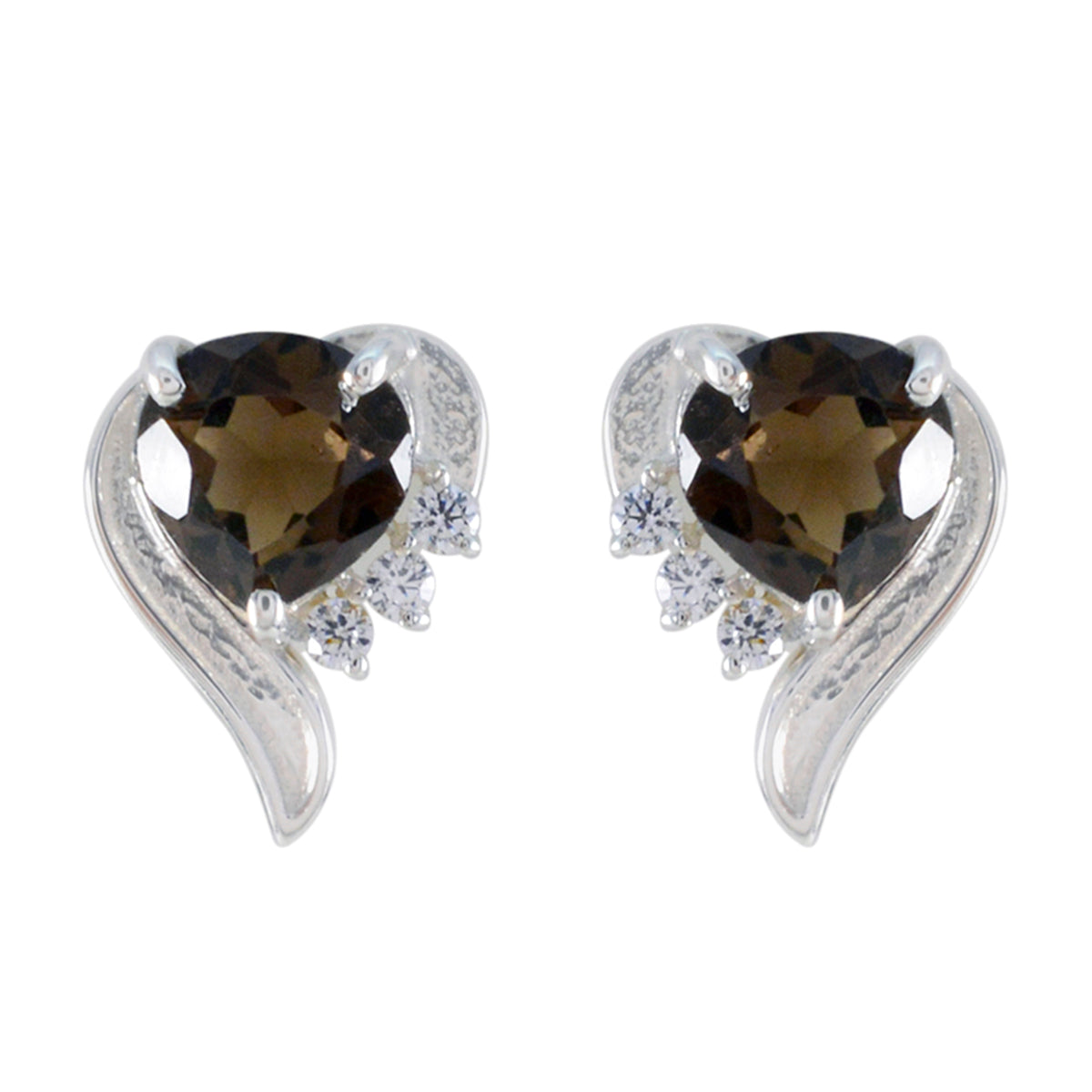 Isabella Brown Delicate multiple Stud Earring Smoky Quartz Brown Stud