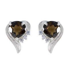 Isabella Brown Delicate multiple Stud Earring Smoky Quartz Brown Stud