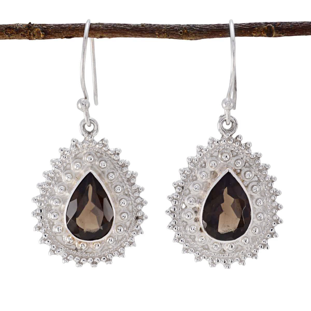 Rina Brown Edgy multiple Dangle Earring Smoky Quartz Brown Dangle