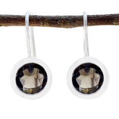 Charlotte Brown Delicate Solitaire Dangle Earring Smoky Quartz Brown Dangle