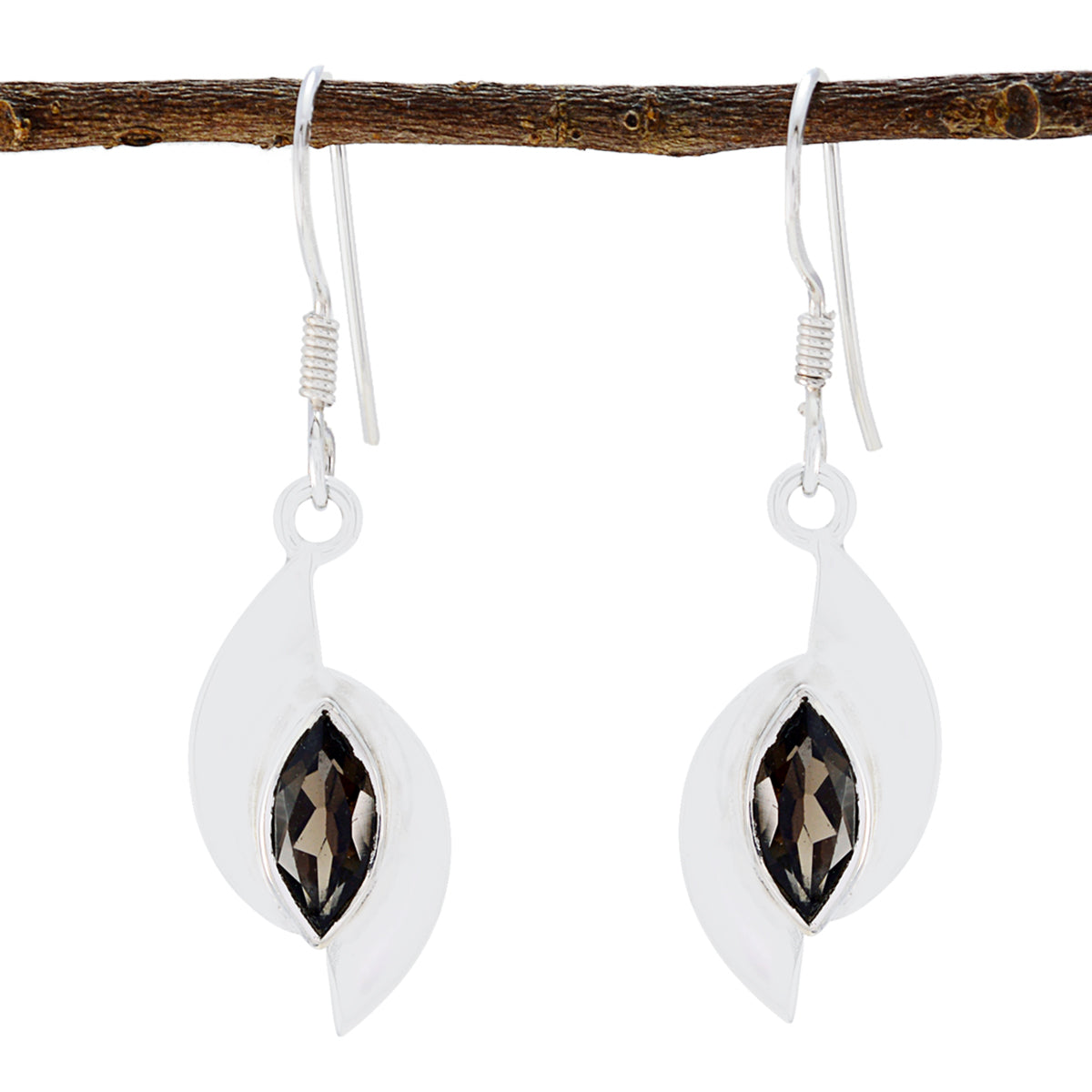 Yan Brown Dainty Solitaire Dangle Earring Smoky Quartz Brown Dangle
